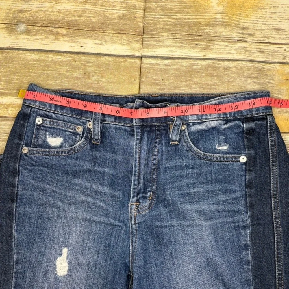 J. Crew Distressed Medium Wash Vintage Straight Mid Rise Stretch Jeans Sz 26